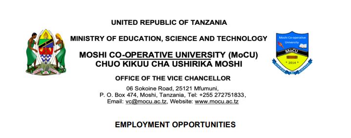Job Vacancies Moshi Co-operative University (MoCU) August 2025