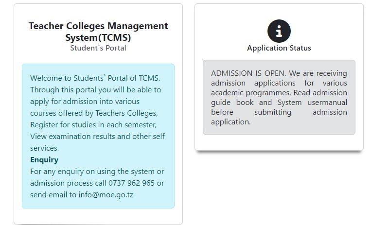 Teacher Colleges Management System (TCMS) Login 